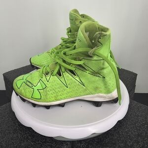 Under Armour Highlight High Top Football Cleats Neon Green Youth Size 3Y Shoes